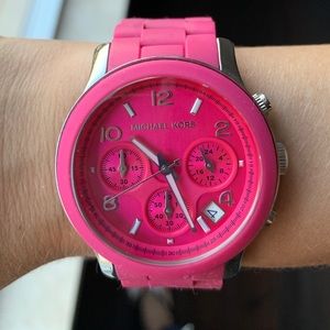 Michael Kord hot pink silicone watch